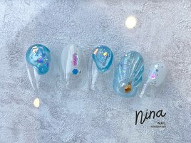 #貝殻ネイル　#マグネットネイル