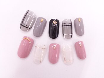 ネイルサロンクイール 宇都宮店(NAIL SALON QUILL)/シースルー+チェック柄