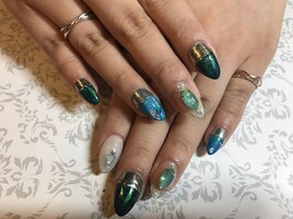 オーロラ埋め込みネイル☆