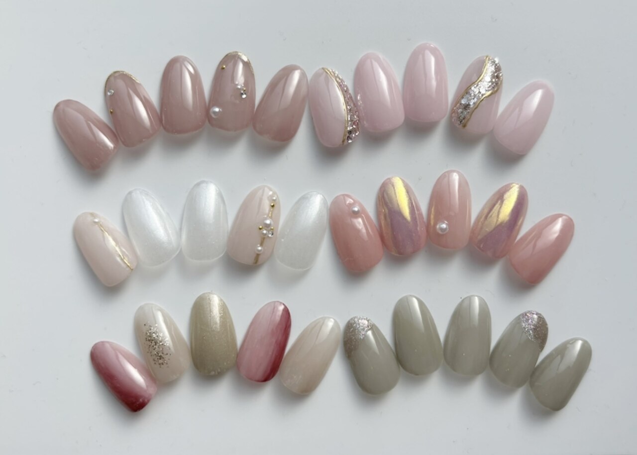 2025年-2026年冬トレンド】ワンカラー ハンド 春のネイルデザイン集