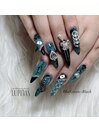 BlueGreen×Blackネイル