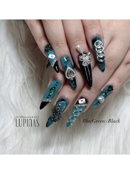 ルピナス(LUPINAS)/BlueGreen×Blackネイル