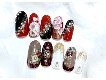 ルミエ(Lumie)/成人式ネイル 赤 13200円