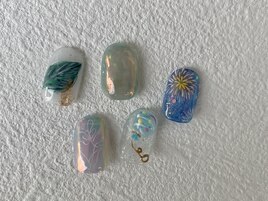 季節のアート夏ネイル