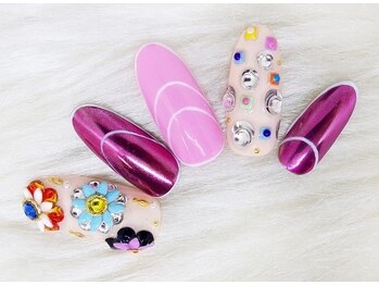 アンジェヴォーグ 名古屋本店(Angevogue)/ミラーネイルフラワー