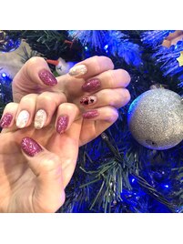クリスマスピンクネイル