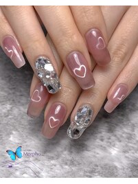 キラキラハートマグネットネイル