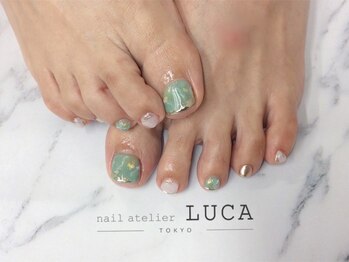 ネイルアトリエルカ(nail atelier LUCA)/W-182 大人グリーン天然石フット
