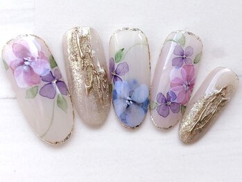 ネイリックス アヴェニール(NAILX avenir)/たらしこみフラワー×ミラー