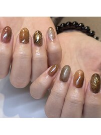 ブラウン系のにゅあんすネイル