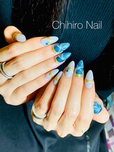 チヒロネイル/ターコイズ柄ニュアンスネイル