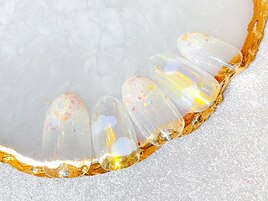 キラキラオーロラ雲ネイル