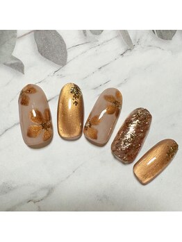 ヘアー ユニバース(HAIR UИIVERS)/秋色マグ&お花ネイル