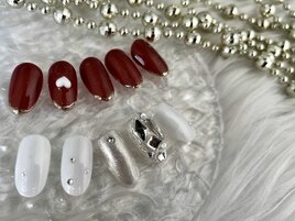ボルドー　ハートネイル