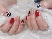 QBネイル 多摩センター店(QB Nail)/赤×黒で魅せるジジネイル