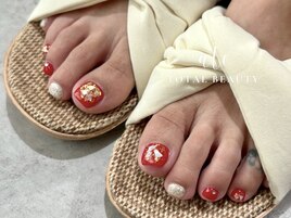 夏★赤フットネイル