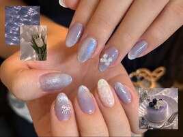 レース×ラベンダーネイル