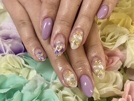 【小川】春パープルネイル