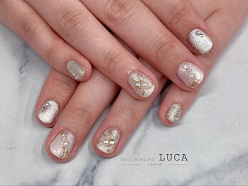ネイルアトリエルカ(nail atelier LUCA)/M-245 大人ミラーリボンネイル