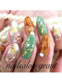 旬☆べっ甲×お花ネイル