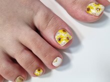 ネイルフロンティア 吉祥寺(NAIL FRONTIER)/手描きひまわりフット11980円