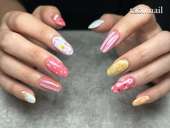 タオドットネイル(TAO...nail)の写真/手描きだからこそのぬくもりのあるデザインで自分らしさが表現できちゃう♪【定額TAO...Design¥7100】