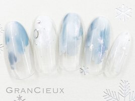 水色×くすみ×ホロネイル