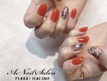 エーネイルサロン プラーカ本店(A-Nail Salon)/オレンジ×フラワー