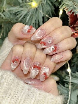 クリスマス、スノーボールネイル