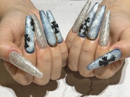 【スカルプ】デニムネイル