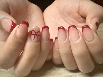アミュリー ネイル アトリエ(Amury nail atelier)/フレンチ ボルドー リボン