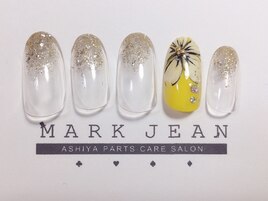 ラメグラデーション お花 ネイル