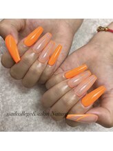 ネイルカレッジアンドサロン ナチュレ(nailcollege&salon NATURE)/ネオンオレンジ　フレンチ