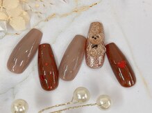 ネイルサロン ジェイ(Nail Salon J)/秋冬ハートクマ茶系定額ネイル