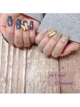 ユーズネイル シュエット(yu’s nail Chouette)/ワンカラー×蝶々パーツ
