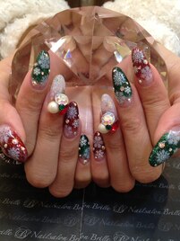 ☆クリスマスカラー雪ネイル