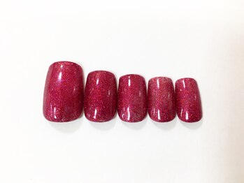 ワンカラージェルネイルショップ イオン新潟東店/ワンカラー　ラメマゼンタ