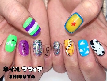 ネイルマフィア 渋谷(NAIL MAFIA)/手描き/モチーフ/ショートネイル