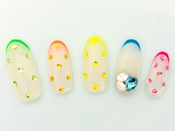 ネイルエイム(Nail eim)/カラフルストーン★フレンチ