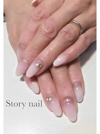 カラーグラデーション白ネイル☆