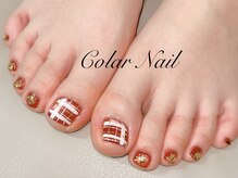 コラールネイル 本町(Colar Nail)/冬映え！赤チェックフット◎