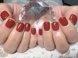 〈ラメワンカラーネイル〉