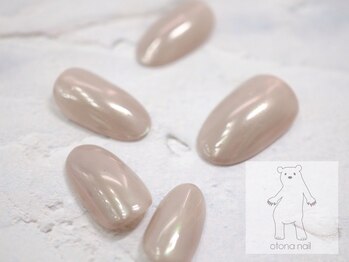 オトナネイル(otona nail)/モカベージュの大人ミラーネイル