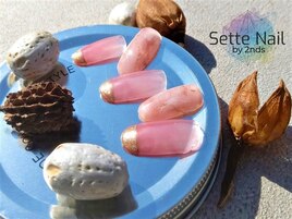 上品ラメフレンチと大理石ネイ