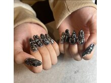 ブルー(Blue)/ゴテゴテネイル／ブラックネイル