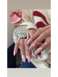 ピンク/ドット/ラメネイル/春