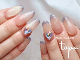 ラメフレンチネイル×パーツ