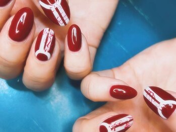 ネイルパレス/vintage/赤/アートネイル