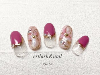 エストラッシュアンドネイル 銀座店(est lash&nail)/フラワーネイル　パラジェル