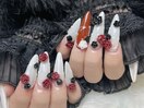 ロングスカルプ薔薇ネイル